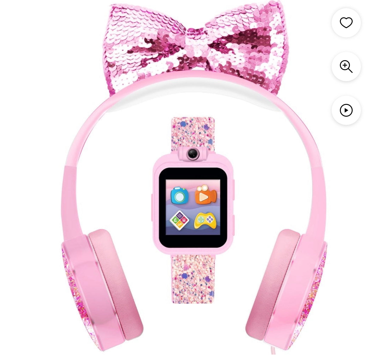 iTech Junior Girls Headphones & Smartwatch Set - Pink Sparkle Bow